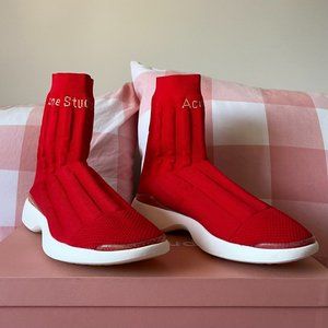 Acne Studios red high top sock sneakers